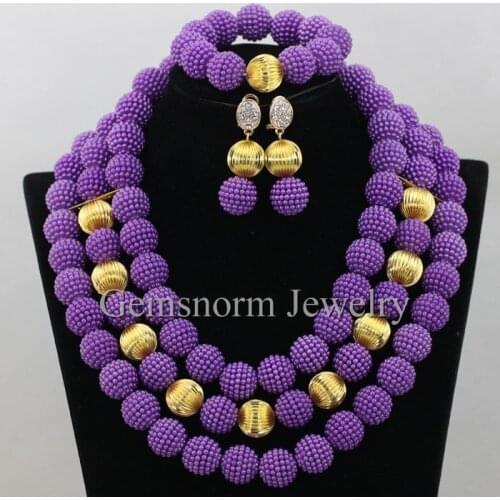 New Plastic Pearl Nigerian Traditional Wedding African Beads Jewelry Set Gold Bridesmaid Jewelry Set Free Shipping WA340
