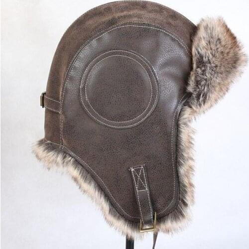 Super warm! Autumn and winter men womens thicken thermal faux fur leather hat skiing motorcycle flying hat warm cap