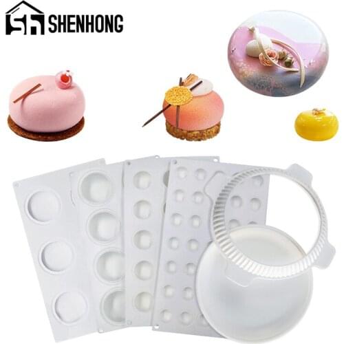 SHENHONG Oblate-Shaped Cake Decorating Supplies Multiple 3d Silicone Mold Muffin Pan Dessert Form Baking Tools For Mousse