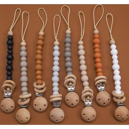 Silicone Baby Accessories Fashionable Bead Pacifier Chain Portable Pacify Clip Infant Shower Gifts 100%Food Safe Approve