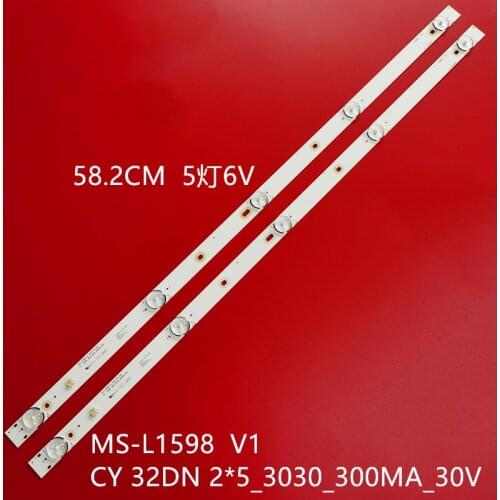 580mm LED Backlight strip 5 lamps For 32'' LCD TV MS-L1598 V1 32DN 2*5_3030_300MA_30V 6V/LED