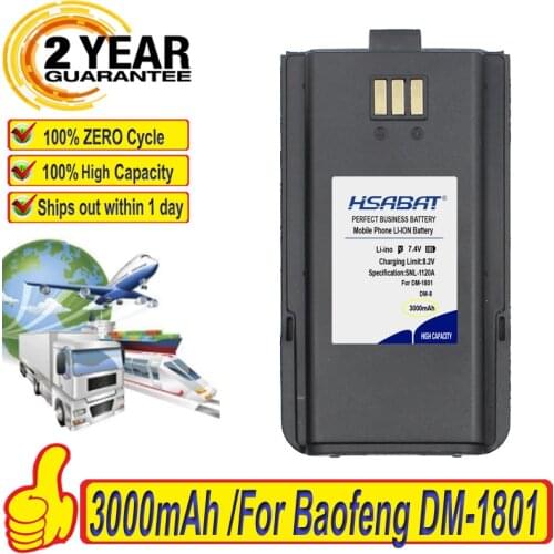 Top Brand 100% New 3000mAh Battery for Baofeng DM-1801 Walkie Talkie DM1801 Radio Batteries