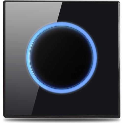 Wallpad 1 2 3 4 Gang Wall Light Switch 1 Way 2 Way Black Glass Sensor Step Light Curtain Impulse Momentary Switch LED Indicator