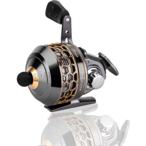Closed fishing reel speed ratio 3.9:1 mini slingshot fish shooting fish dart metal fishing reel outdoor fishing tool