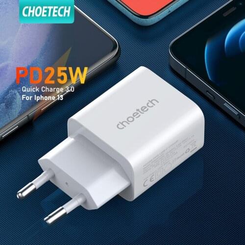 Choetech Quick Charge 3.0 QC PD 25W QC4.0 QC3.0 USB Type C Fast Charger for iPhone 13 12 Xs 8 Xiaomi Samsung Phone PD Charger