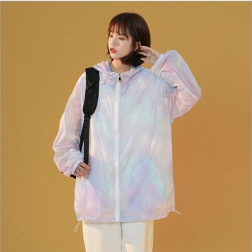 Cool Summer Lady Thin Hooded Loose Spring Casual Coat New Autumn Korea Style Colorful Sunscreen Long Sleeve Women Outdoor Jacket
