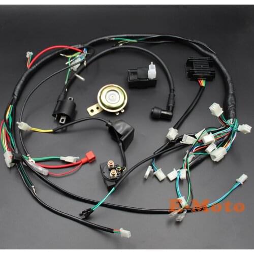 ZONGSHEN LONCIN LIFAN 150 200cc 250cc ATV GY6 Quad Full Electric Parts Wire Harness Loom Solenoid Coil Rectifier & Horn E-Moto