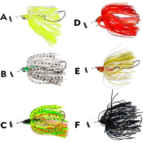 1pc 12g/15g/20g Buzzbaits Spinner Spoon Baits Rotating Sequins Fringed Lead Head Fluff Pike Fishing Lures with Worm Offest Hook