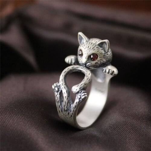 Vintage Retro Punk Kitty Wedding Ring Boho Chic Knuckle Animal Cat Rings For Women Men Cute Fashion Jewelry Best Gift 1Pc