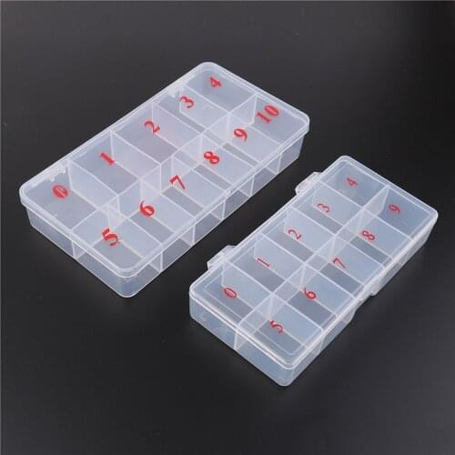 10/11 Fake Nail Art Tips Case Manicure Nail Tool Art Tips Box Storage Case Natural Translucent Acrylic Plastic Cells False Nail
