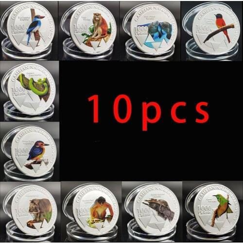 10pcs Different Africa Wild Life Animal 999 Fine Silver Coins Gambian Natural Treasures Challenge Coin Collection Gifts