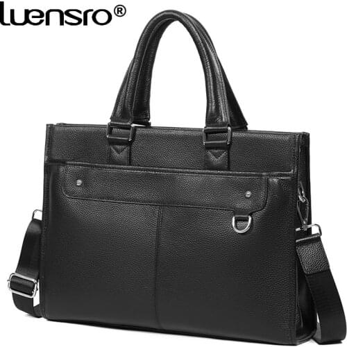 100% Genuine Leather Men Handbag Totes Large Capacity Men bag Briefcase Leather Men Shoulder Bags Male Laotop Briefcases Classic