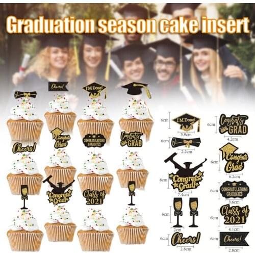 12PCS 2021 Graduation Cupcake Toppers Wrappers Congrats Grad Party Supplies Cake Decorations TS2 durable and safe
