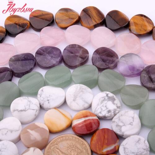 16mm Round Coin Fluorite Crystal Tiger Eye Beads Natural Stone Beads For DIY Necklace Earring Jewelry Making 15" Free Shipping