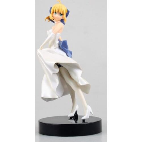 18cm Japanese Anime Fate stay night SABER with White Dress Sexy PVC Action Figure Collection Model Doll Toy kids toys for boys