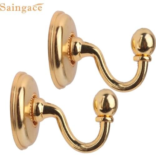 Saingace 2pcs Storage racks European style Window curtain Holder wall hooks bathroom Storage Organizer Holder perchero Drop Ship