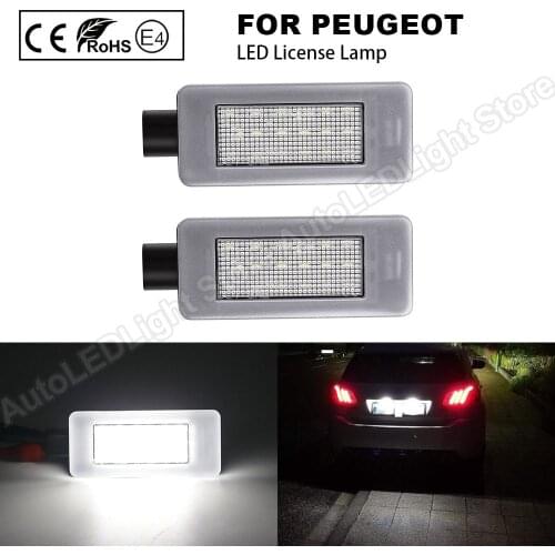 2Pcs LED Rear Number License Plate Light Lamp For Peugeot 308 II 2 MK2 3008 II 208 2008 207 CC Error Free