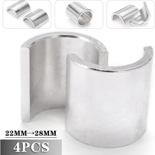 4pcs 7/8 inch/22mm to 1 inch/25mm Motorcycle Handlebar Mount Riser Clamp Conversion Shim Spacer Steel