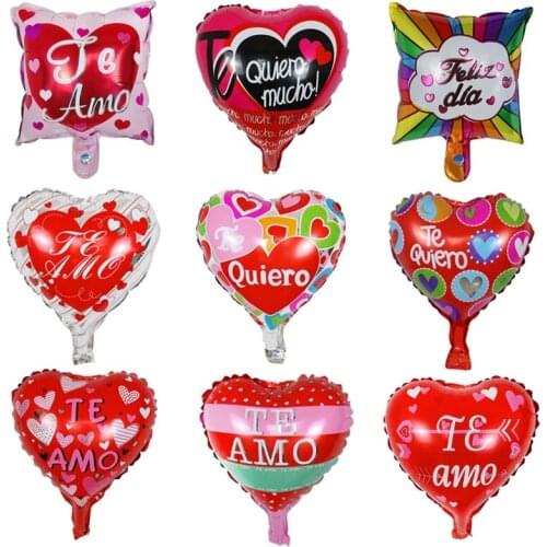 50/100Pcs 10Inch Spanish I Love You Heart TE AMO Foil Balloons Wedding Party Birthday Valentines Day Decor Air Globos Supplies
