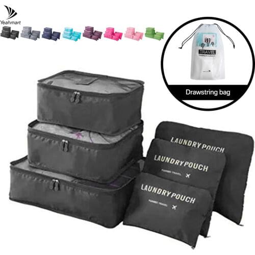 6PCS Travel Storage Bag Set for Clothes Tidy Organizer Wardrobe Suitcase Pouch Travel Organizer Bag Case Shoes Packing Cube Bag