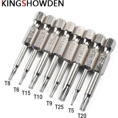 8pcs/set Screwdriver Torx Shape Chrome Plating Bits T5 T6 T8 T9 T10 T15 T20 T25 S2 Alloy Steel Screw Driver Bit Kit Tools Parts