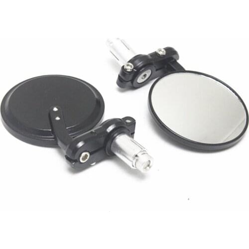 Motor Accessories Universal Motorcycle Mirror Round 7/8" Handle Bar Aluminum Black 22mm Handle Bar End Rearview Side Mirrors