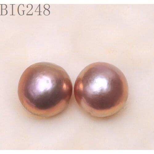 BaroqueOnly Natural Edison Pearl Scatter Bead Pair AAAA grade 9-10mm Pure Round Purple Gold Custom Pendant Earring Studs BIG