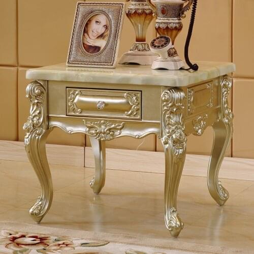 Solid Wood Noble Silver European Coffee Table TV Cabinet Living Room Sofa Corner Table Hotel Furniture Shelf Organizer