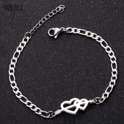 SMJEL Double Heart Charm Bracelets Wedding Jewelry LOVE Arrow Women Bracelet & Bangle Gift For Girls Lover 2021