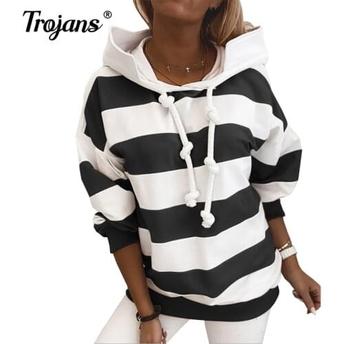 Spring Autumn Women Tracksuits Hooded Sweatshirts Long Sleeve Top Pullover Stripe Ladies Hoody Pocket Female Sportwear Hoodie