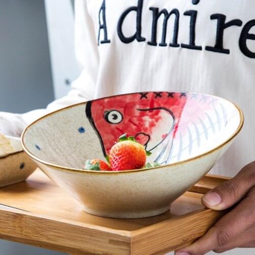 FANCITY Creative Japanese style hat bowl big noodle bowl breakfast household personality tableware beef ramen bowl noodle bowl c