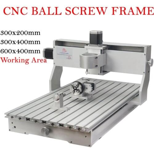 DIY CNC 3020 3040 6040 Frame Ball Screw 4 Axis Aluminum Lathe for CNC 3020 3040 6040 Engraving Milling Machine Wood Metal Router