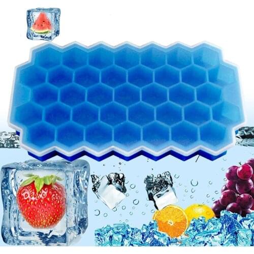 Home Ice Grids Mold DIY Tool Silicone 37-hole Ice Mold Children Ice Ball Trays with Lid Square Cube for Kitchen Bar Accessories