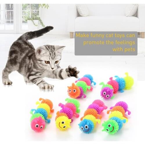 Pet Caterpillar Cat Toy Doll Fun TPR Rubber Simulation Safe And Non-Toxic Bright Colors Improve Relationship Not Accompanied