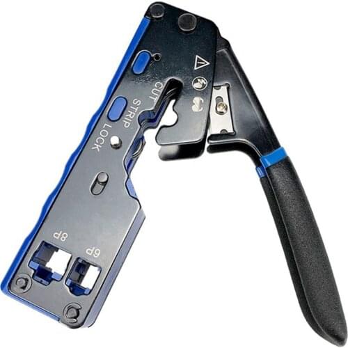 SHGO HOT-RJ45 Crimp Tool Pass Through Cutter for RJ45 Cat7 Cat6 Cat5 RJ11 RJ12Modular Connectors All-In-One Wire Tool