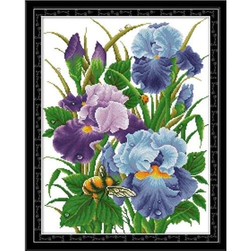 11/14/18/16/22/25/28ct Iris flower painting counted printed on the canvas kit Cross Stitch embroidery needlework