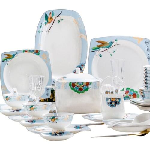 60 Heads ceramic tableware ceramic dish Tableware Dish Rice Bowl Salad Noodles Bowl Plate Dinnerware Sets Kitchen Ashtray