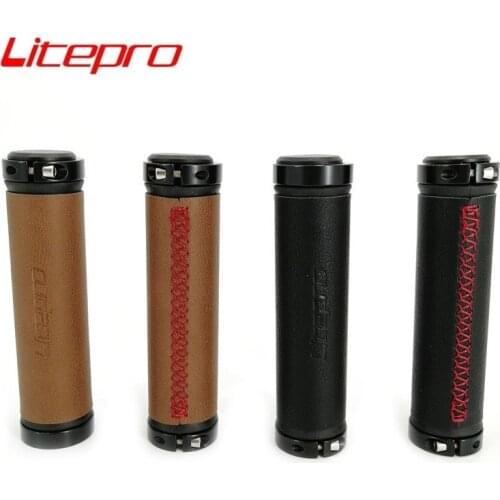 Litepro Retro Leather Bicycle Grips 22.2mm 128mm MTB Mountain Bike Grip Black Brown Comfortable