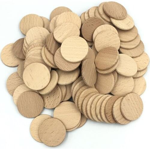 100pcs 25mm Unfinished Wood Circle Cutouts Round Natural Wooden Craft Circles Slices for Art Craft Tag Ornaments Decor