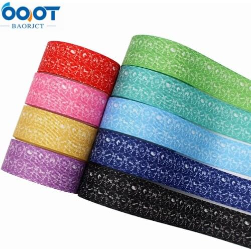 L-20817-811,1"(25mm),10yards Solid color Ripple cartoon printing grosgrain Ribbons,bow cap DIY Gift wrap decorations
