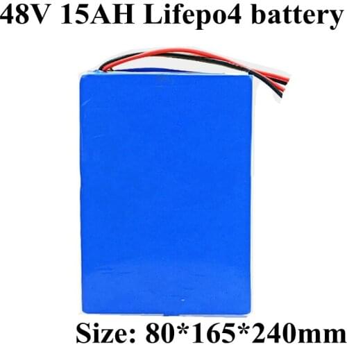 Lifepo4 48v 15Ah battery pack li-ion pvc battery for scooter DIY ebike lithium battery 500w 1000w + 3A charger