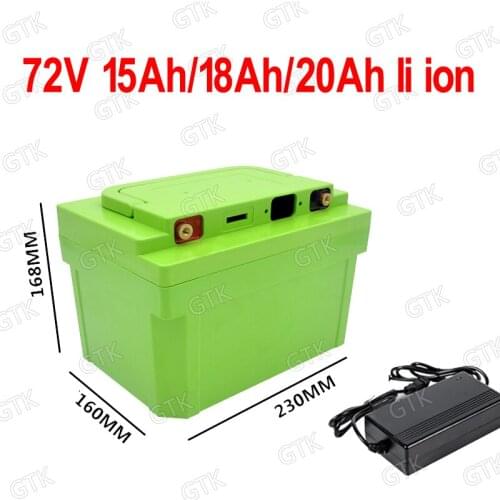 GTK 72v 20ah 18AH lithium ion 72V 15AH battery pack li ion 18650 BMS for 72V 2000W scooter e-bike motorcycle AGV + 3A charger