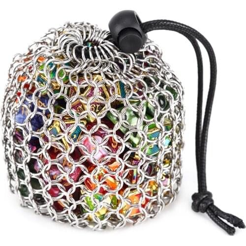 Chainmail Dice Bag 304 Stainless Steel for DnD RPG Games Hold About 49pcs Dice