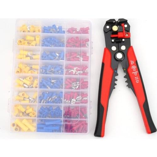 Multi-functional automatic wire stripper crimping pliers cable cutter with 400pcs insulated terminals tool set