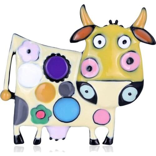 Fashion Animal Cow brooches and pins for women decorative flower brooch metal pins jewelry for girl
