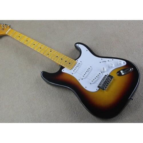 New custom electric guitar, Maple grooved fingerboard, white guard board, SSS pickup, can be customized as required, free delive