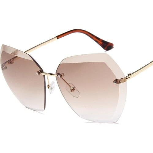 Girlview new style big frame cut-edge sunglasses ladies trendy frameless multicolor sunglasses