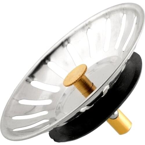 New High Quality Stainless Steel Kitchen Sink Rubber Brass Strainer Waste Plug Drain Stopper Filter Basket Plumbing