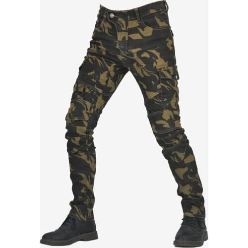 Upgrade silicone protective gear Motorcycle jeans personality camouflage racing pants army camouflage anti-fall riding pants