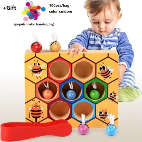 Kids educational toy baby montessori learning material catch bee toy for children matching color and motor skill practise+gift